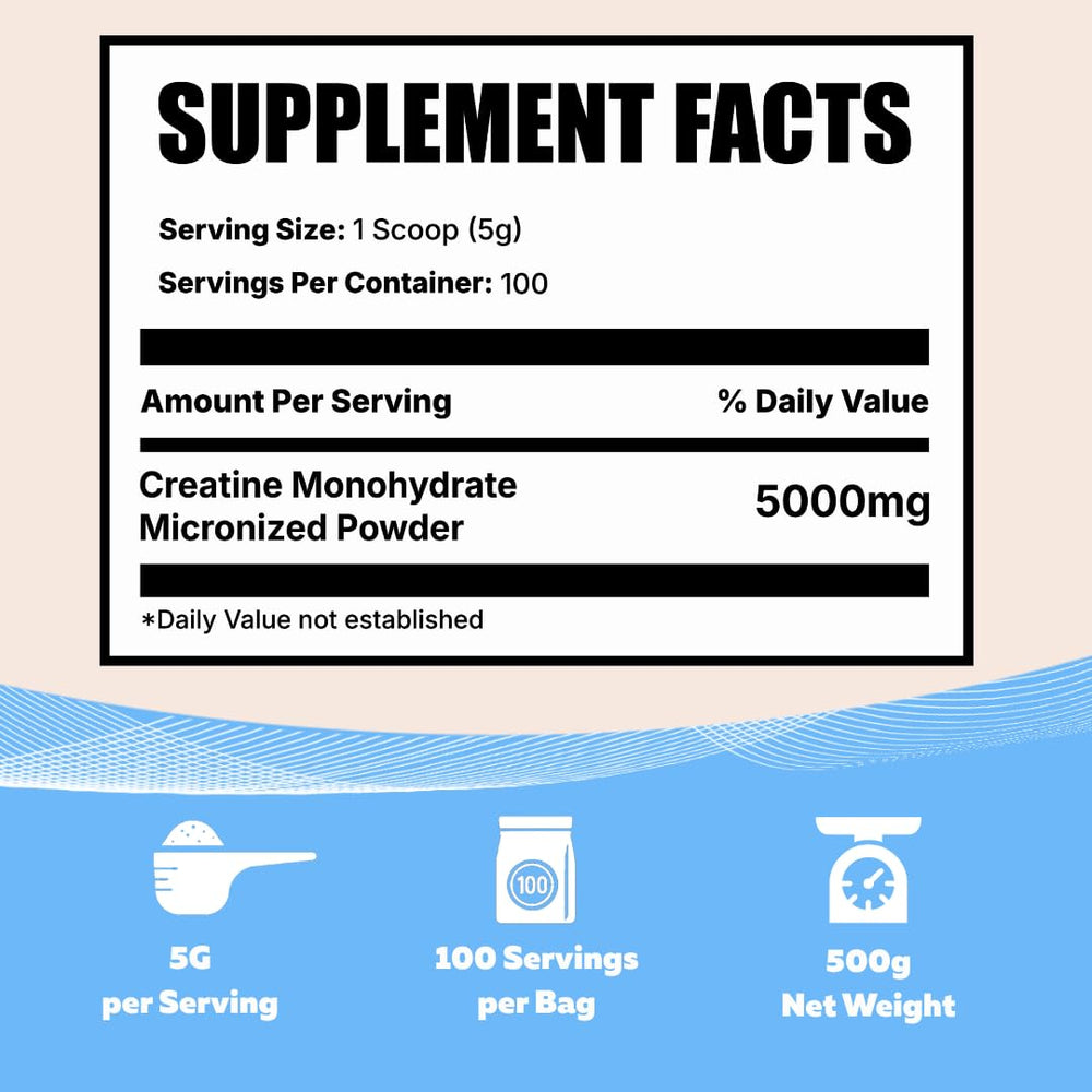 Close-up of Vocks creatine powder bottle