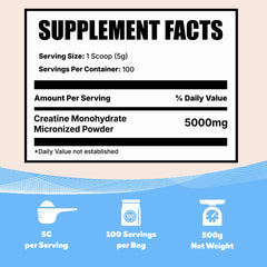 Close-up of Vocks creatine powder bottle