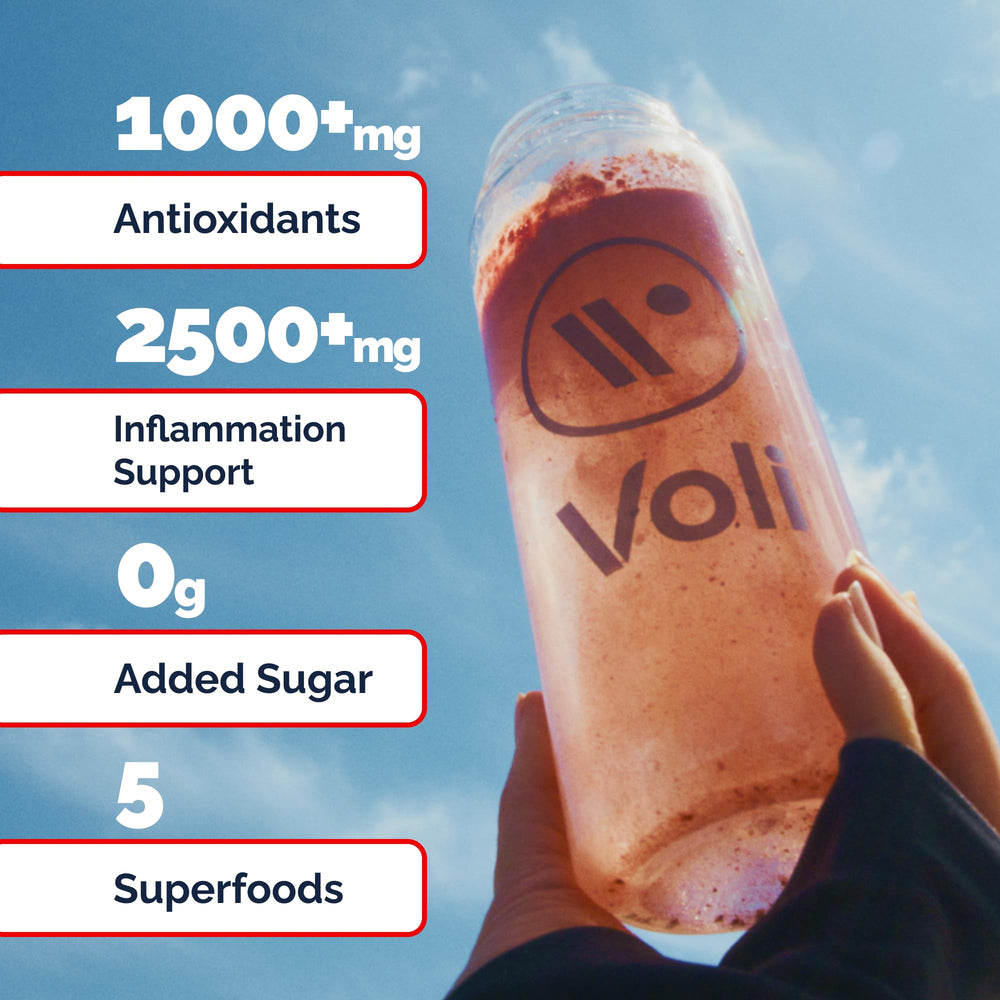 Voli Recovery vitamin C and antioxidants boost immune support visuals.