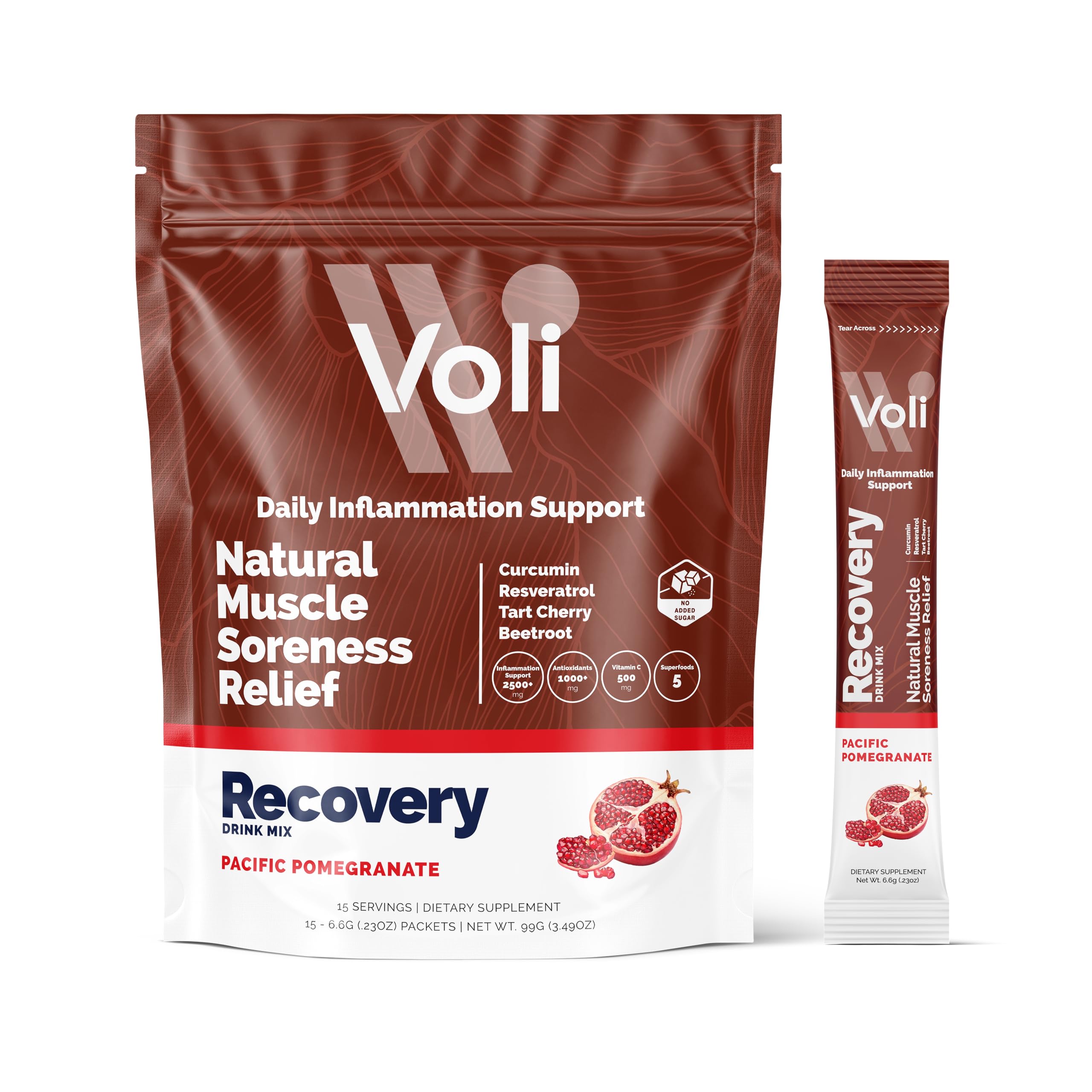 Voli Recovery packaging shows convenient post-workout recovery system.