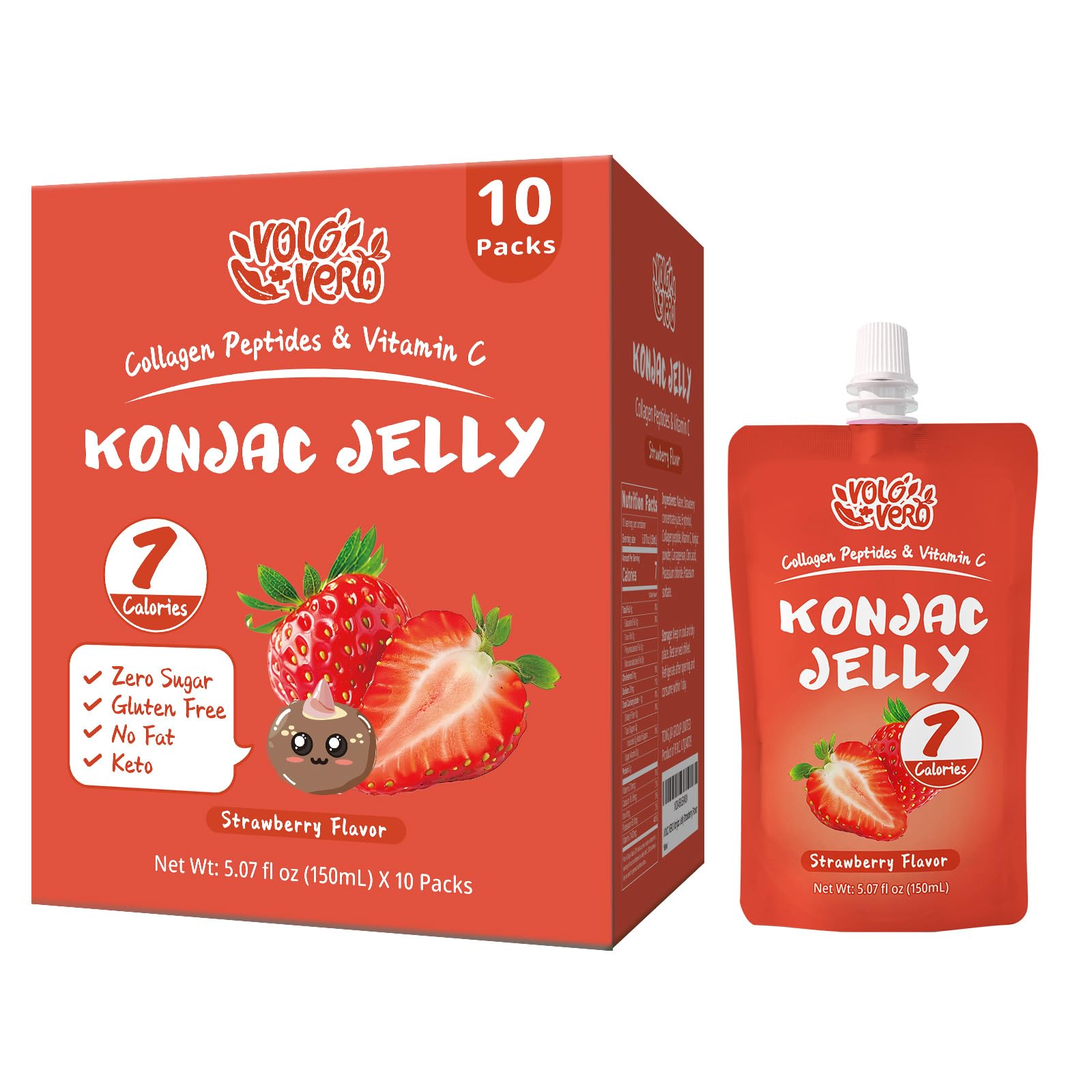 VOLO VERO Konjac Jelly Drinkable Strawberry 10-pack front view