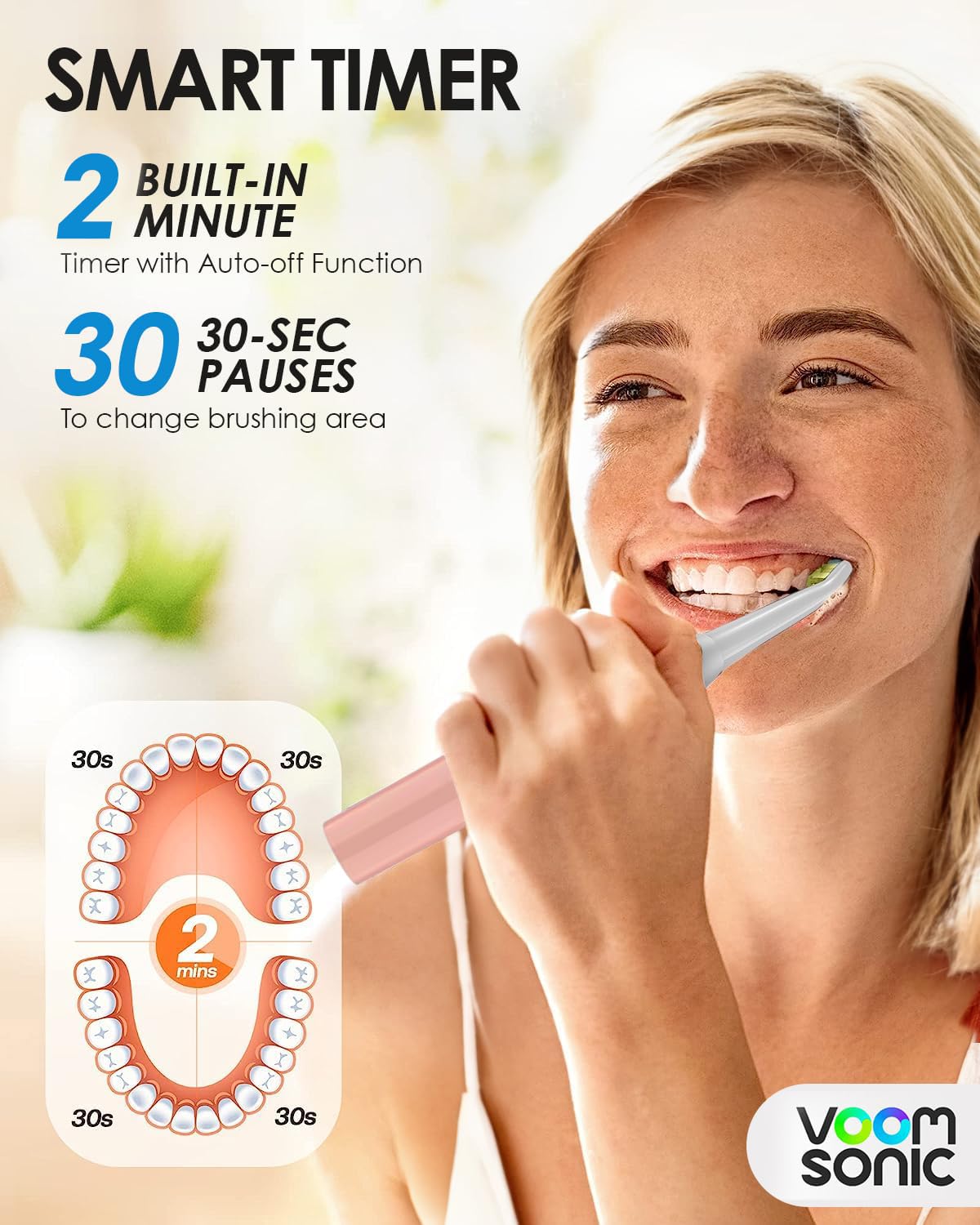Go 1 Series pink toothbrush showing compact dimensions (6-½” x ¾”)