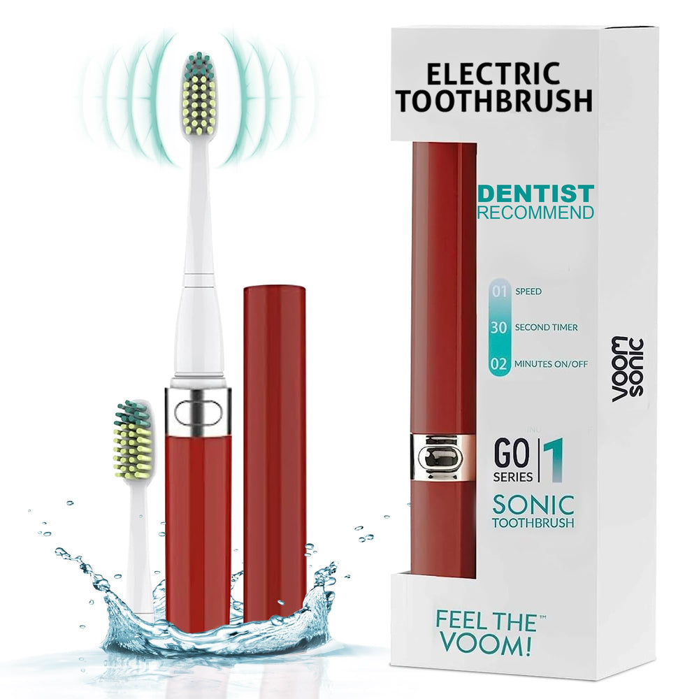 Voom Sonic Go 1 Series Travel Toothbrush Metallic Red front view