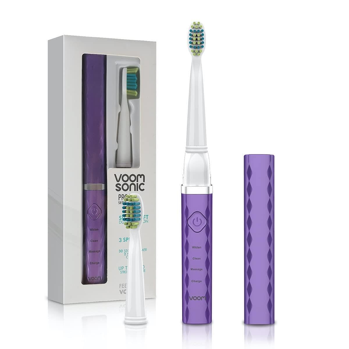 Voom Sonic Pro 3 Rechargeable Electric Toothbrush front view with purple body