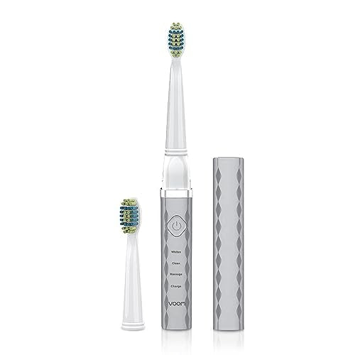 Voom Sonic Pro 3 toothbrush in silver angled view