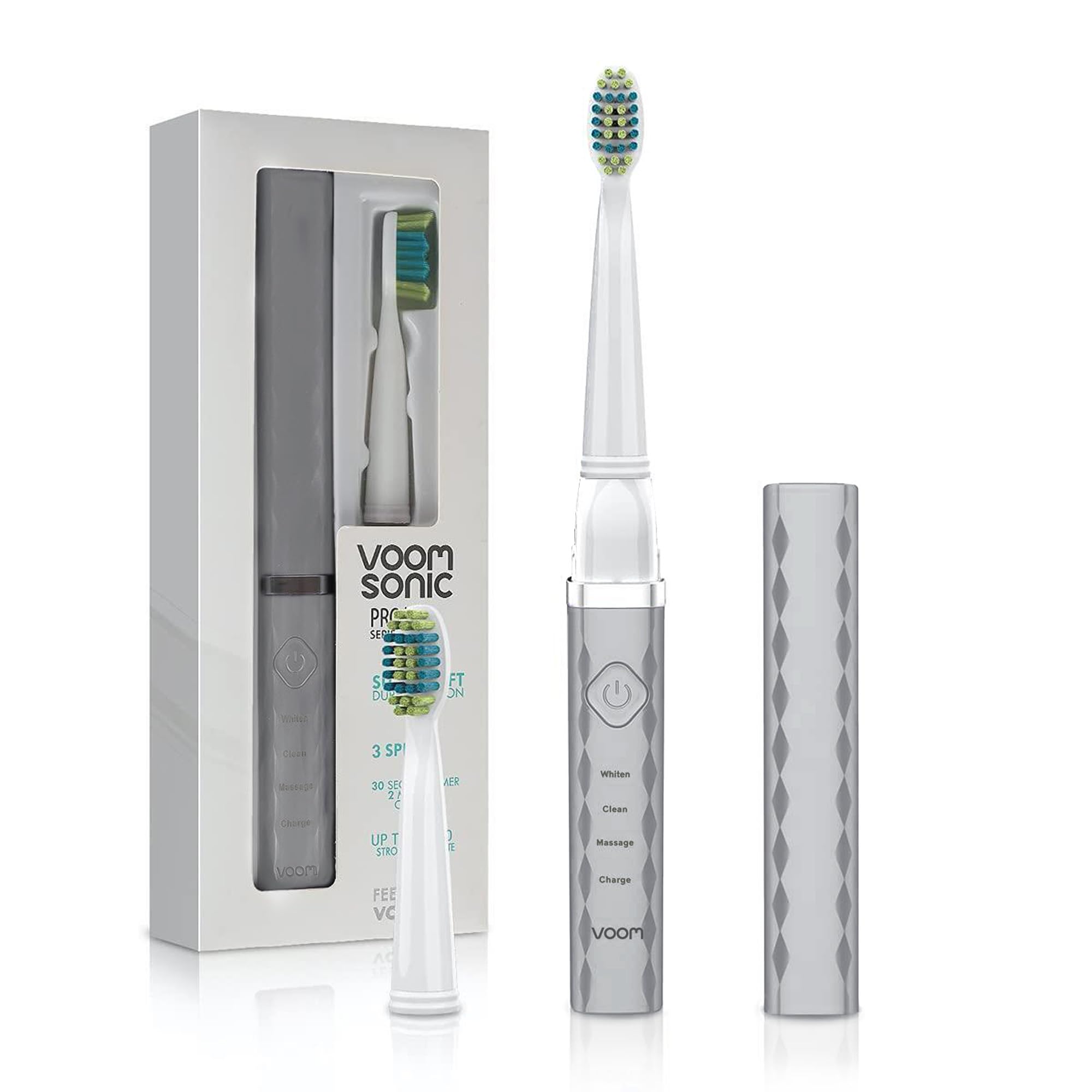 Voom Sonic Pro 3 toothbrush in silver front view