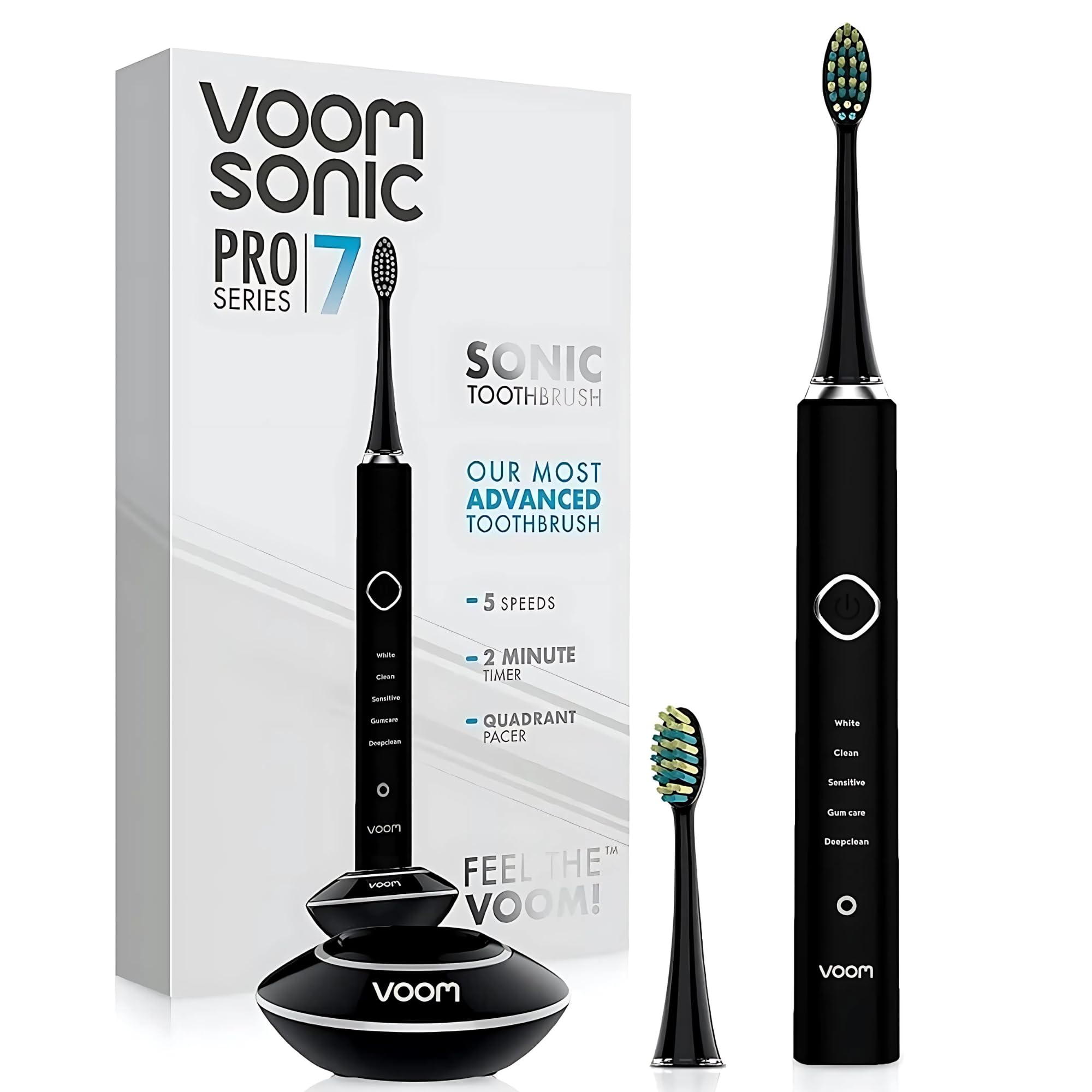 Voom Sonic Pro 7 Series toothbrush body with sleek black finish