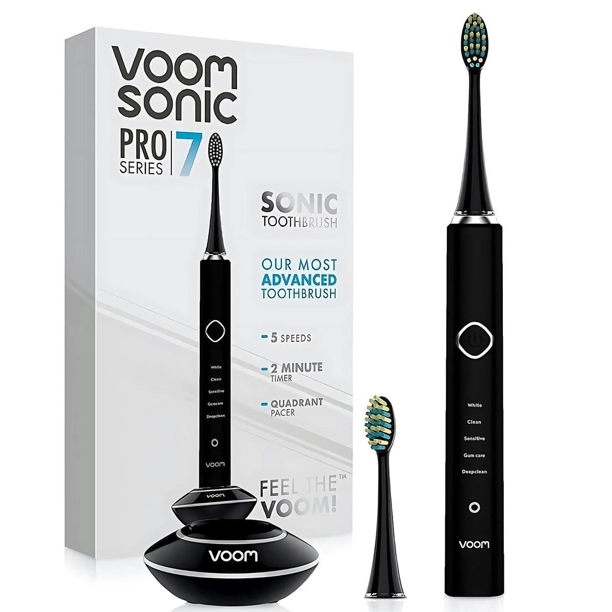 Voom Sonic Pro 7 Series toothbrush body with sleek black finish