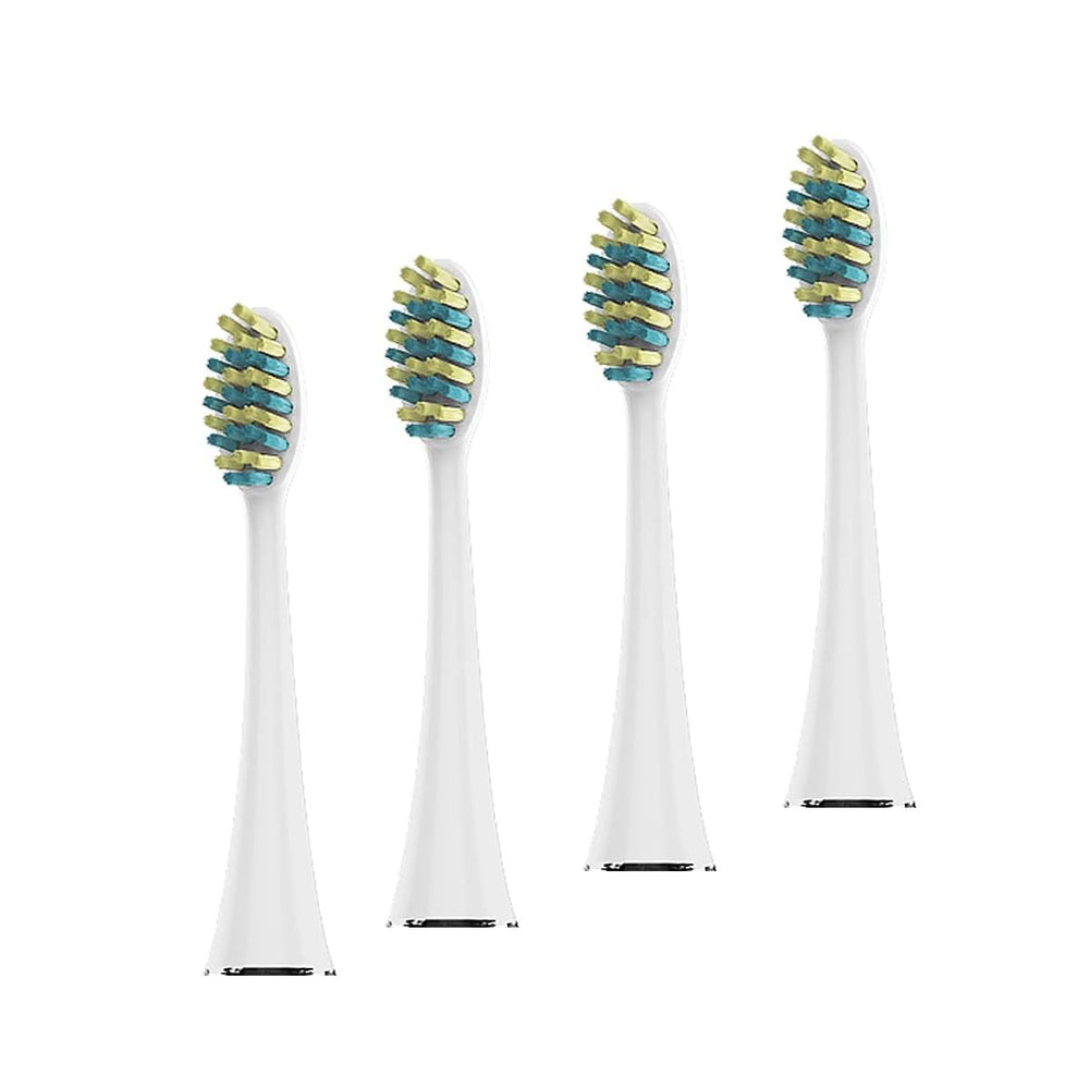 White Voom Sonic Pro 7 replacement brush heads in 4-pack with soft Dupont nylon bristles