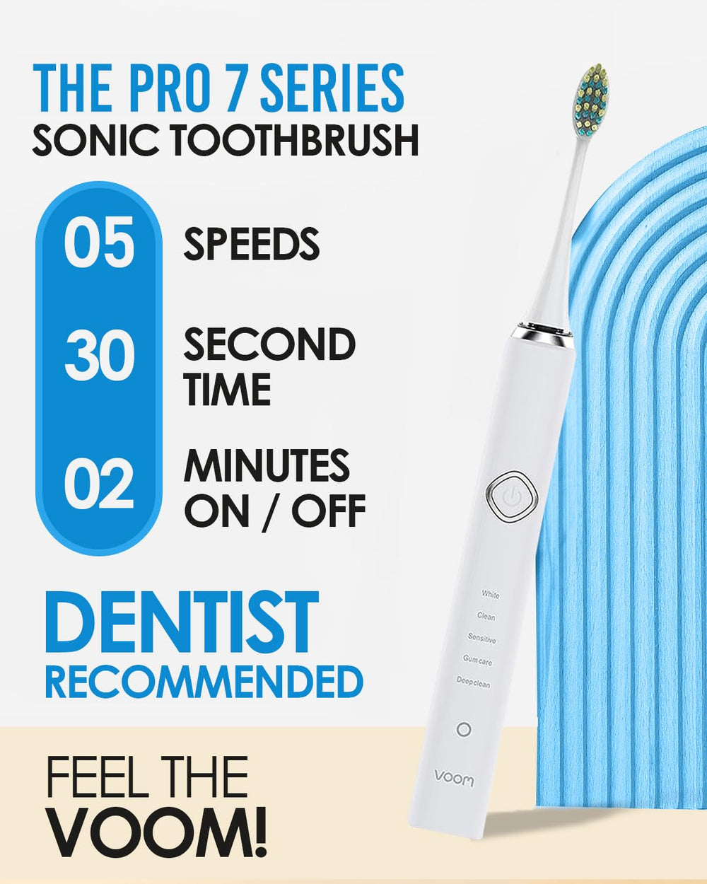 Side view of the Voom Sonic Pro 7 toothbrush