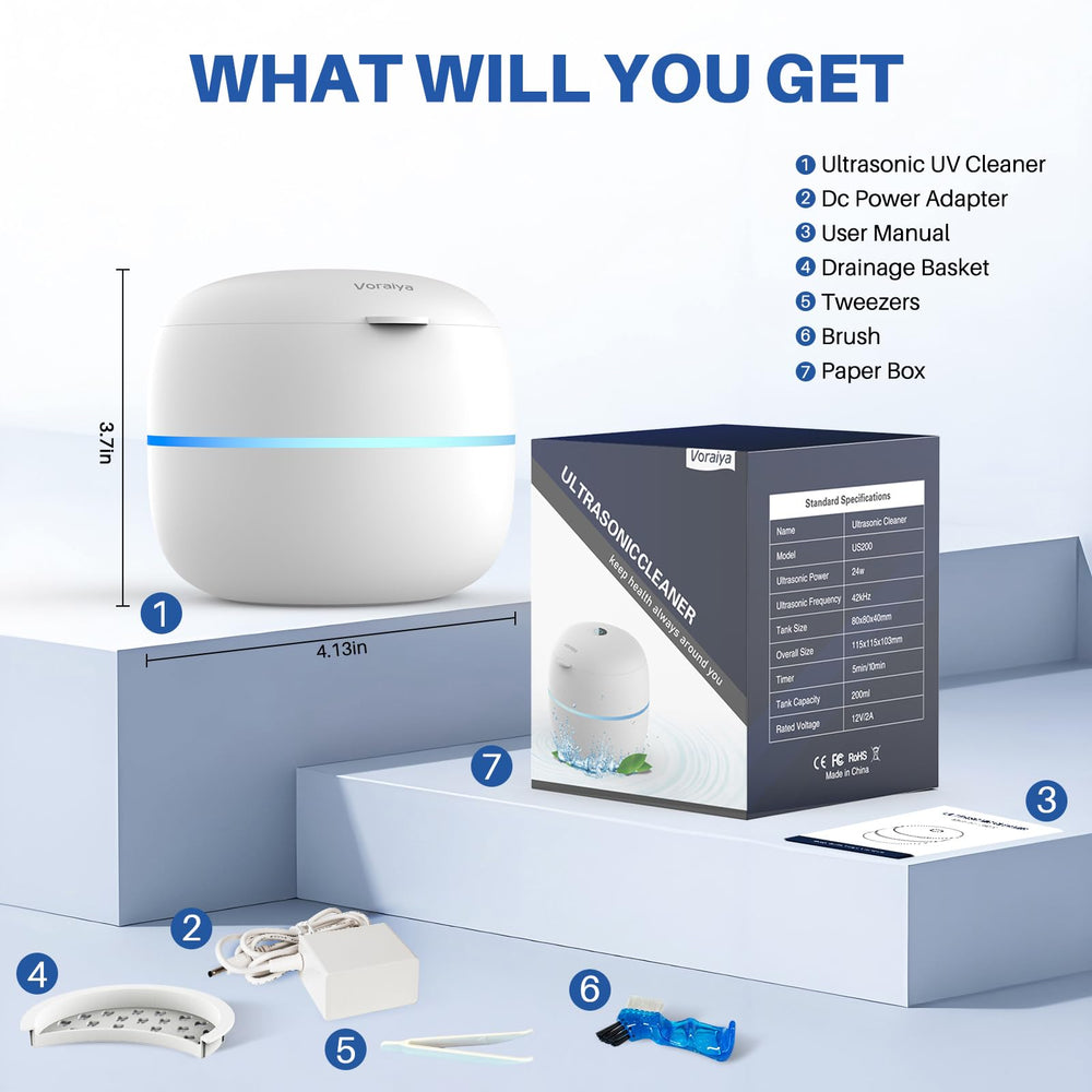 5-minute ultrasonic cleaning mode with ultraviolet light