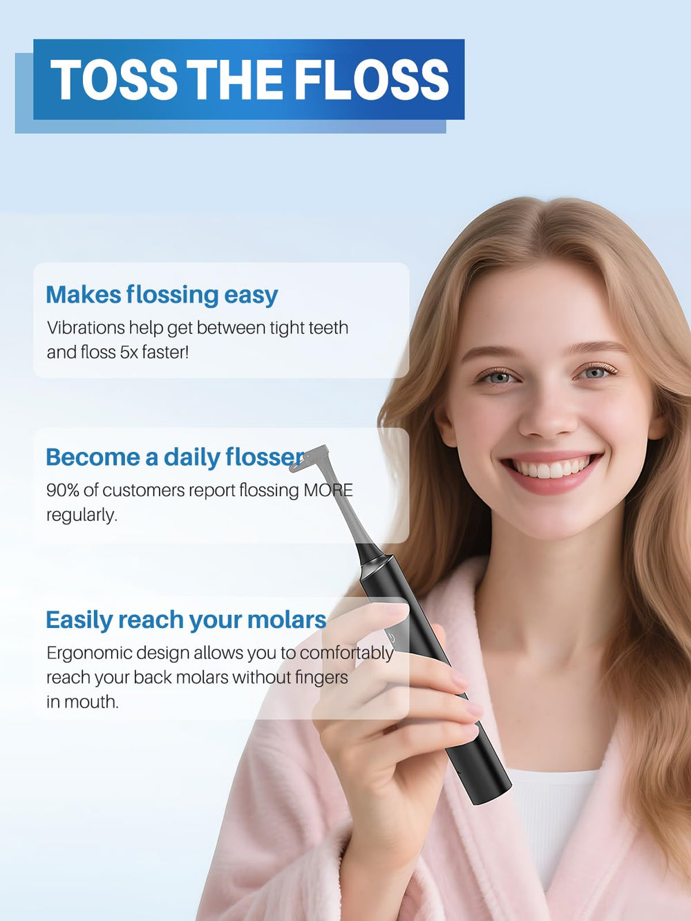 Pack of 50 replaceable floss heads for Voraiya flosser