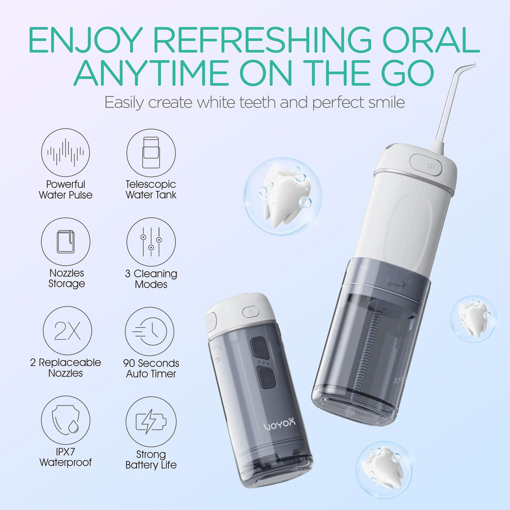 VOYOR-HEALTH WF510 silver portable water flosser side view