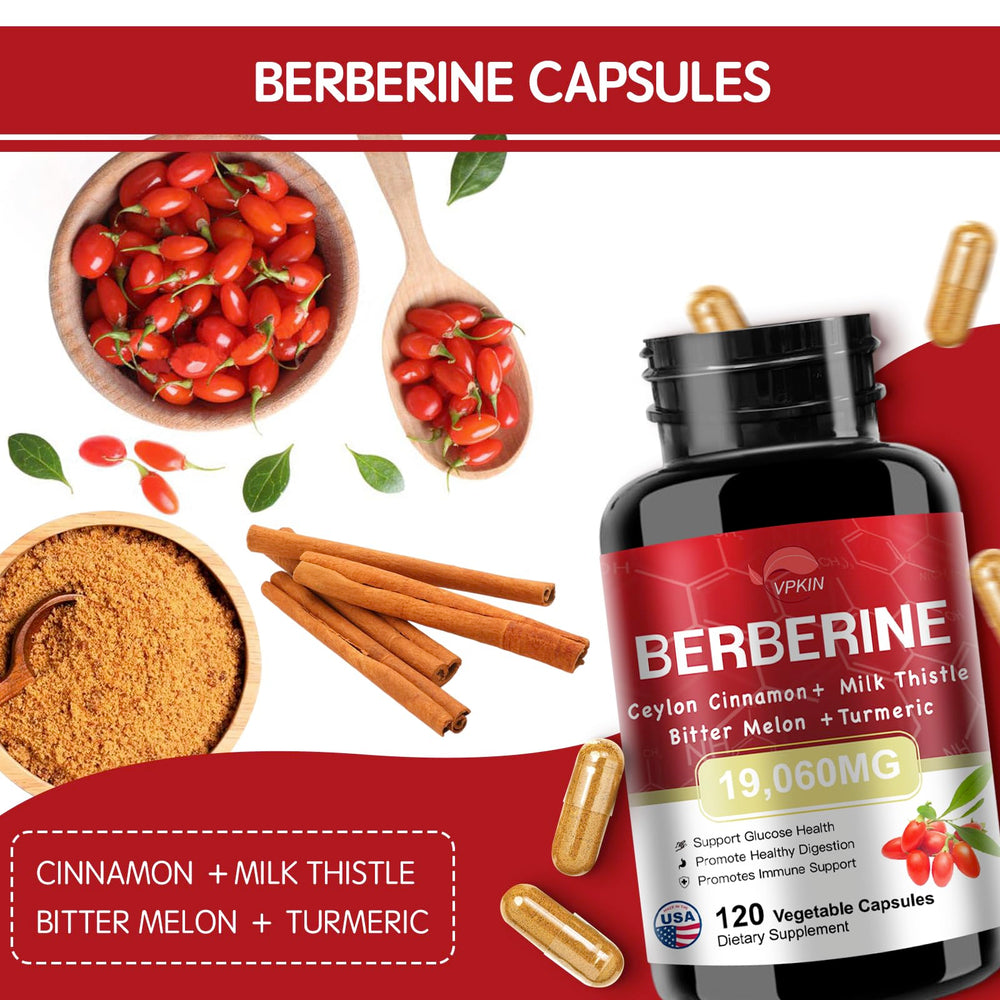 120 Berberine HCl capsules in bottle