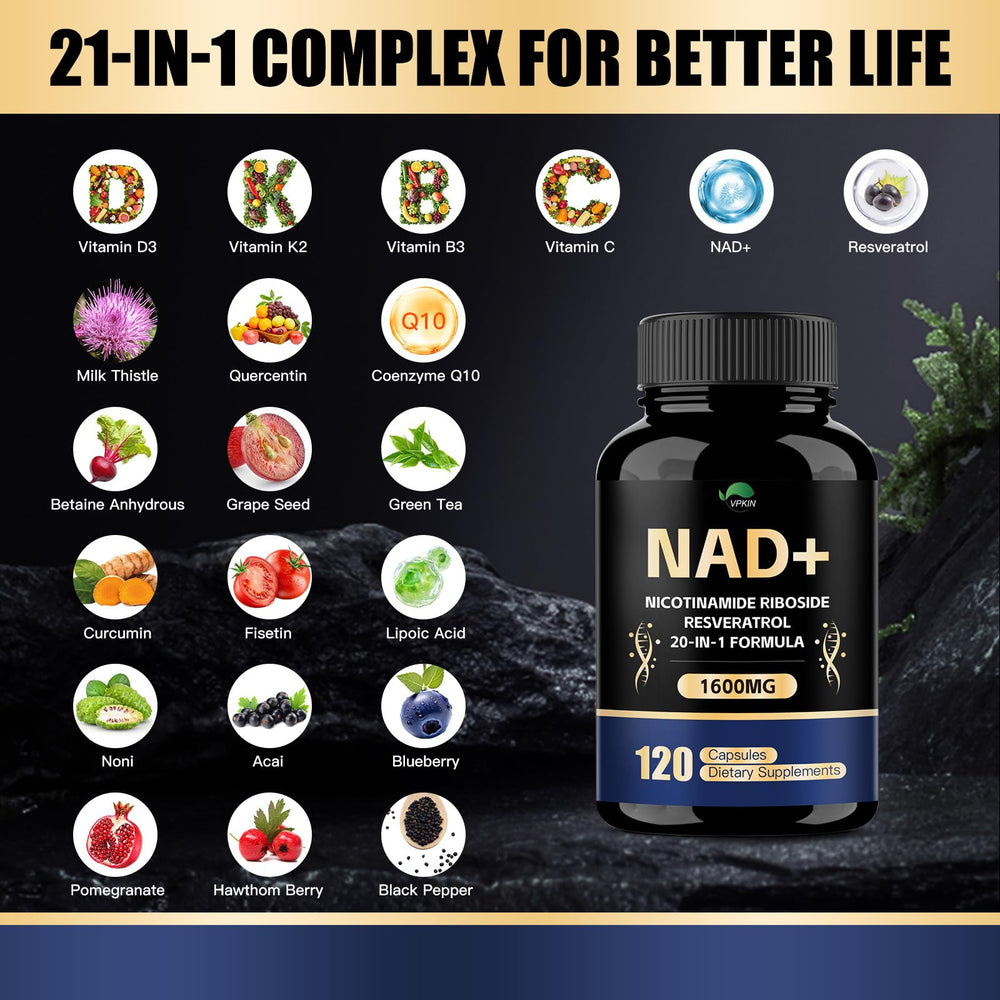 NAD+ supplement capsules arranged for display