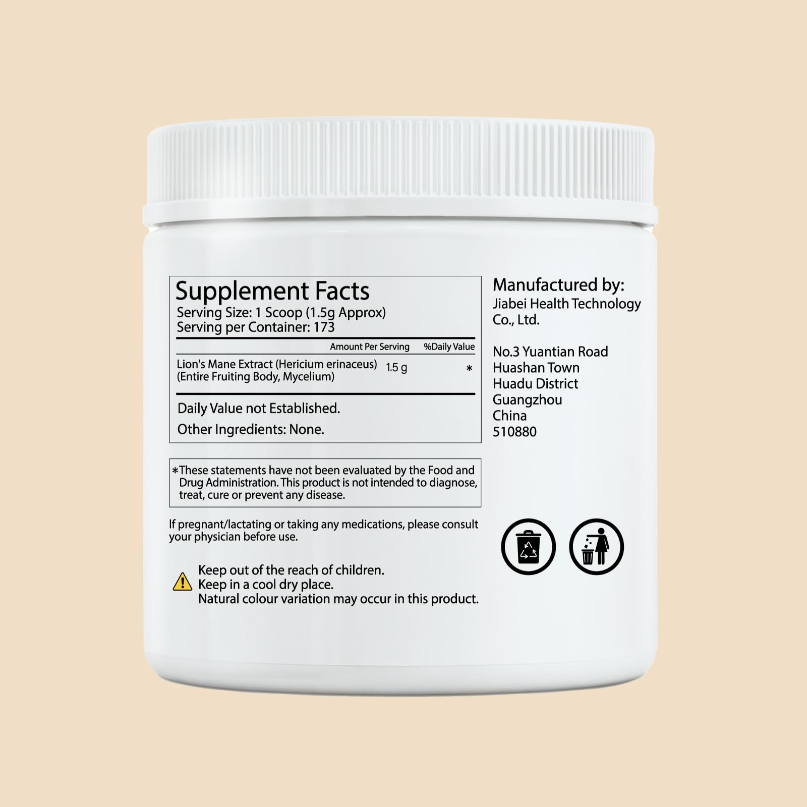 Close-up of Lion's Mane mushroom powder