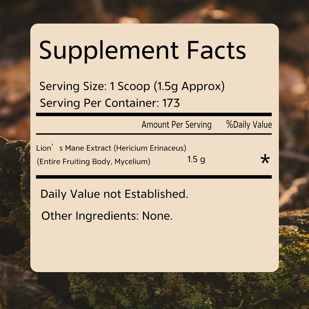Natural Lion's Mane Mushroom powder sourced from forests