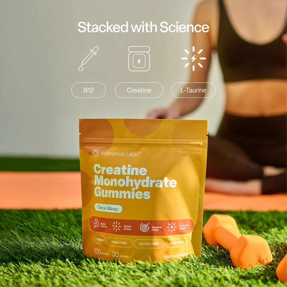 Close-up of 5g creatine monohydrate with taurine emphasis
