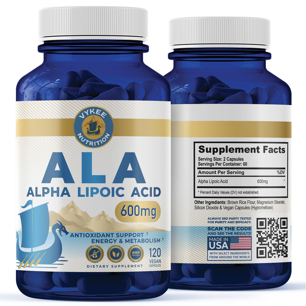 Vykee Nutrition Alpha Lipoic Acid 600mg bottle label