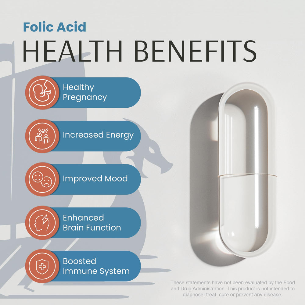 Vykee Folic Acid supplement capsules beside bottle