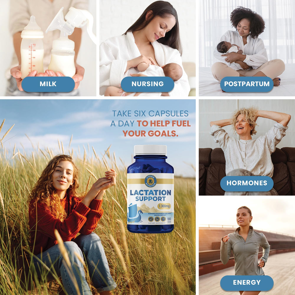 Woman taking Vykee Lactation Support capsules for daily use