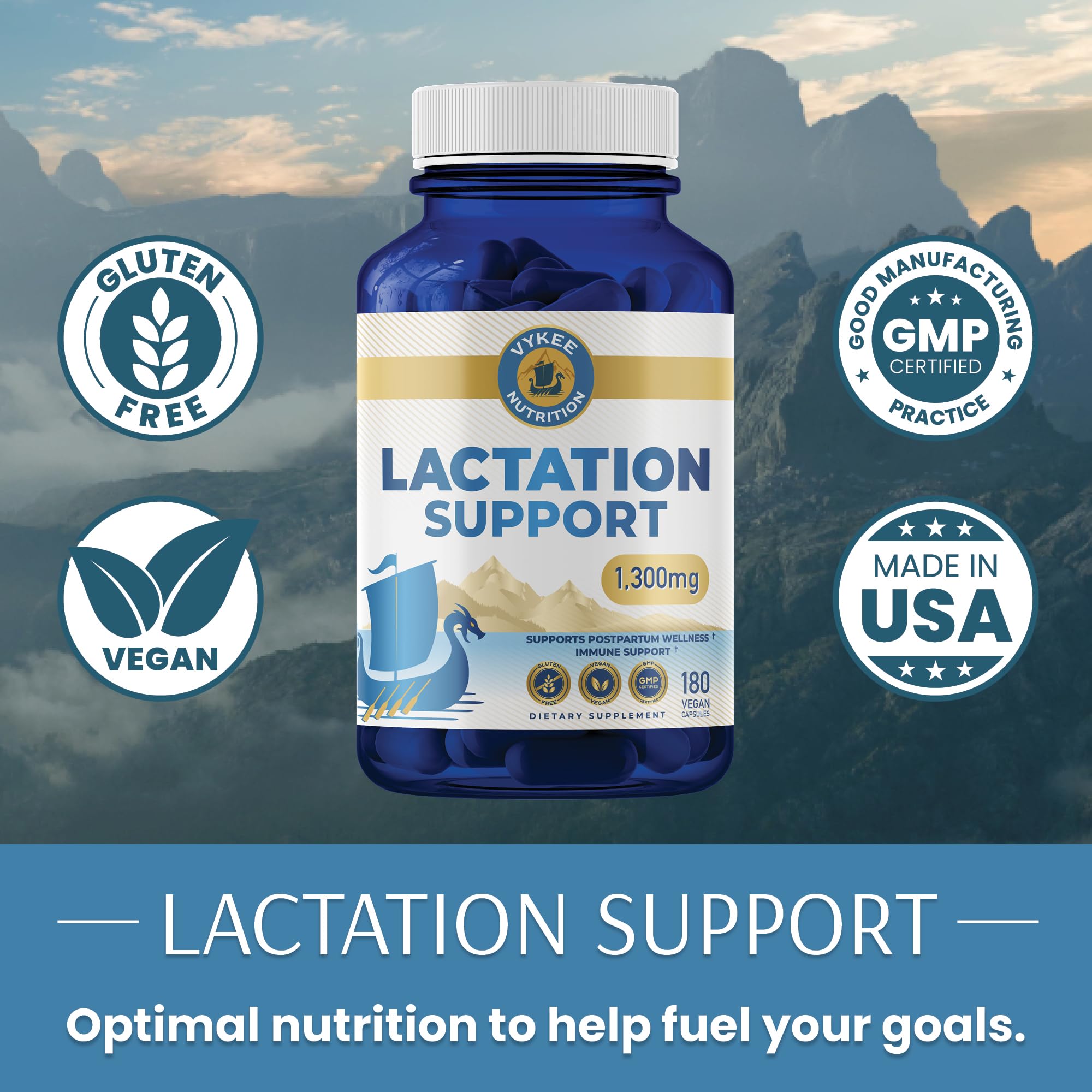 Front packaging of Vykee Lactation Support bottle