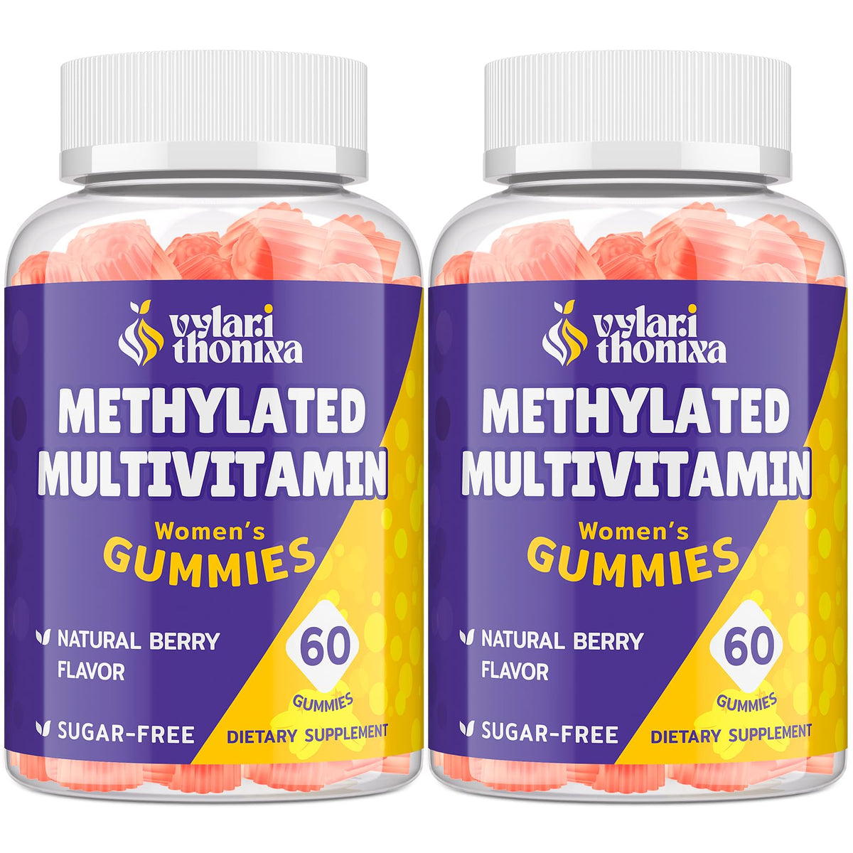 Front view of Vylarithonixa 33-in-1 methylated multivitamin gummies for women – 2 pack