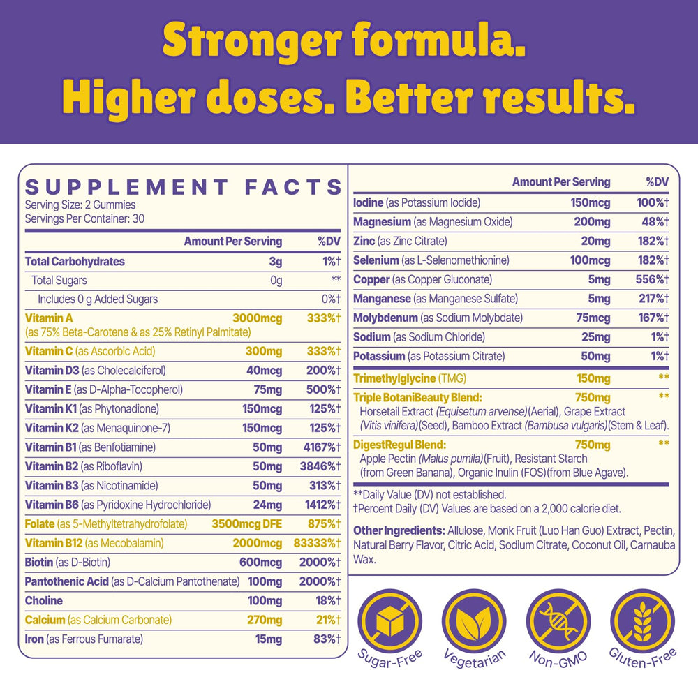 Back of Vylarithonixa bottle with supplement facts