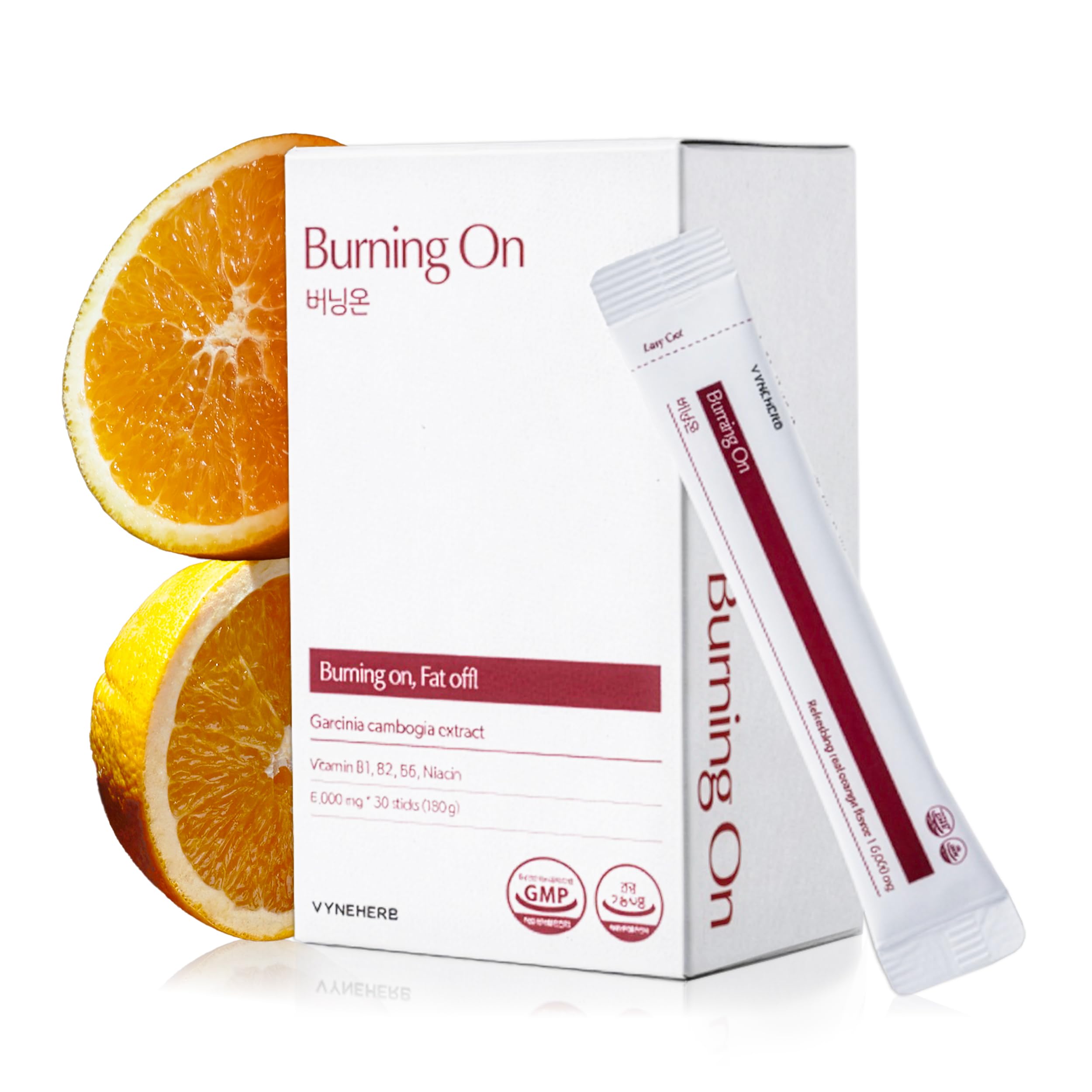 VYNEHERB Burning On orange drink stick pour supports energy.