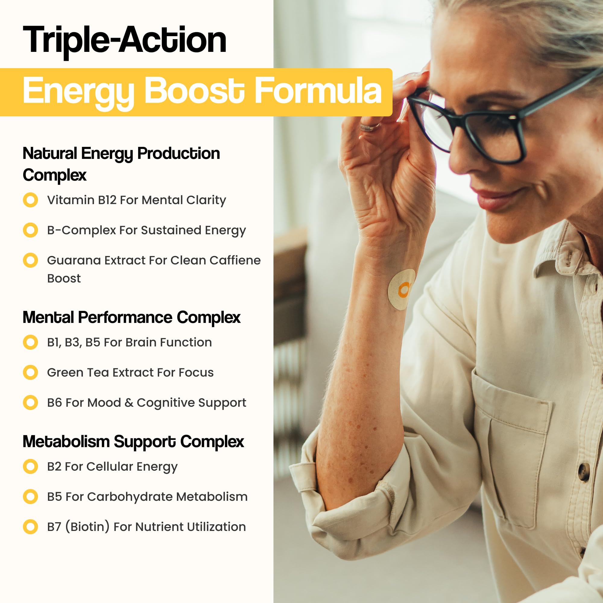 8-hour sustained energy release through the skin