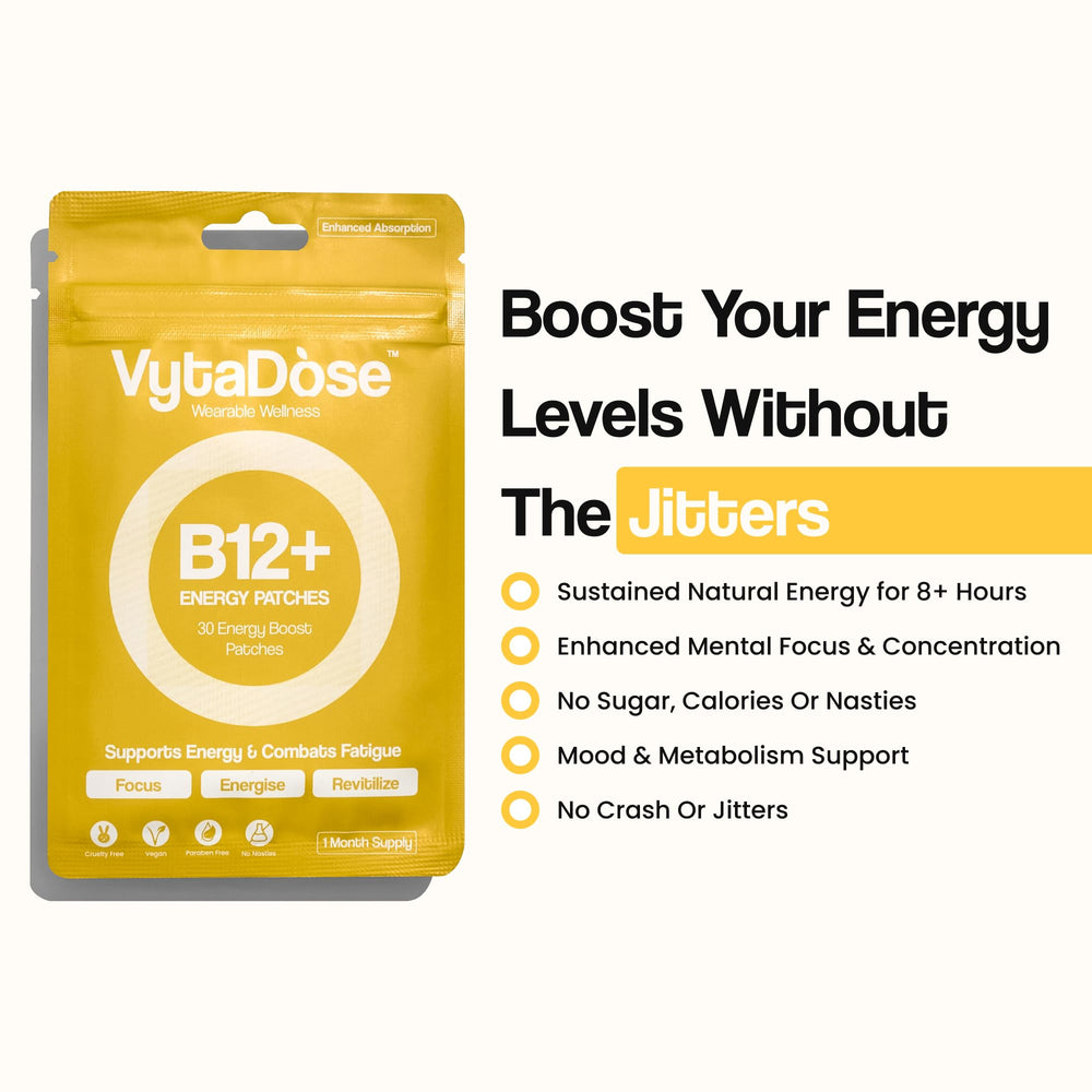 Hands applying a transdermal energy patch to skin