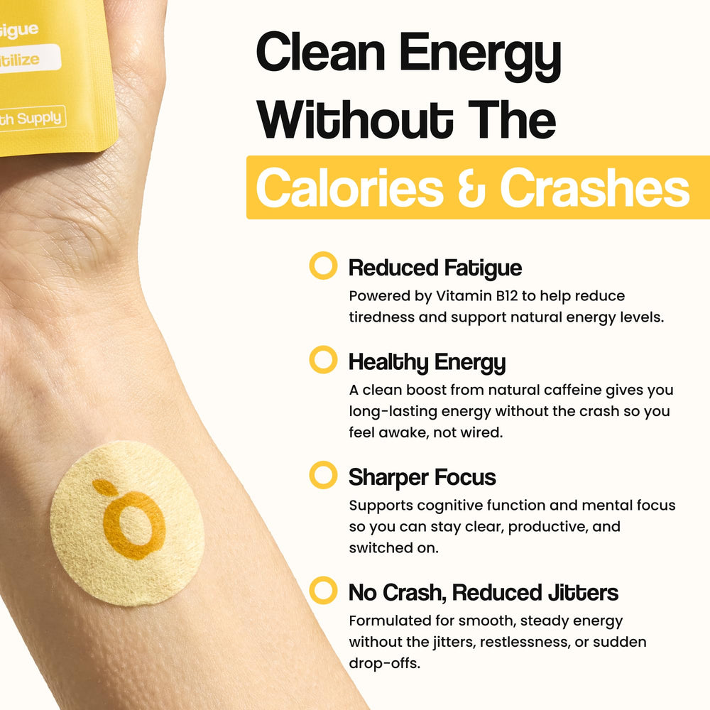 Close-up of caffeine from guarana and green tea on patch ingredients