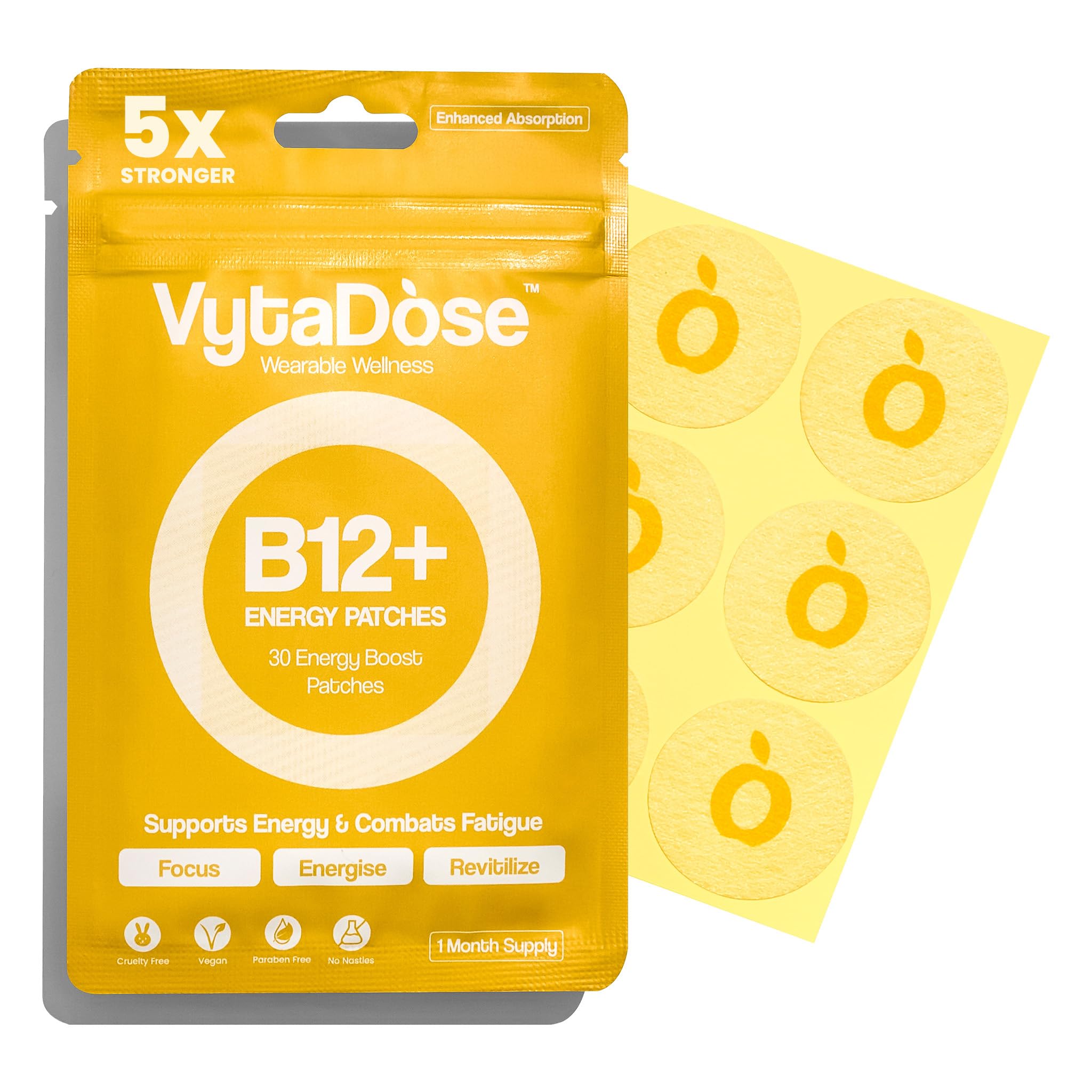 Vytadose B12+ Energy Patches packaging showing 30-day supply