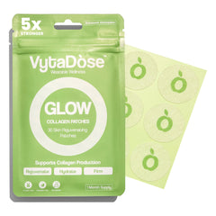 Vytadose Collagen Glow Patches packaging featuring 5X stronger formula