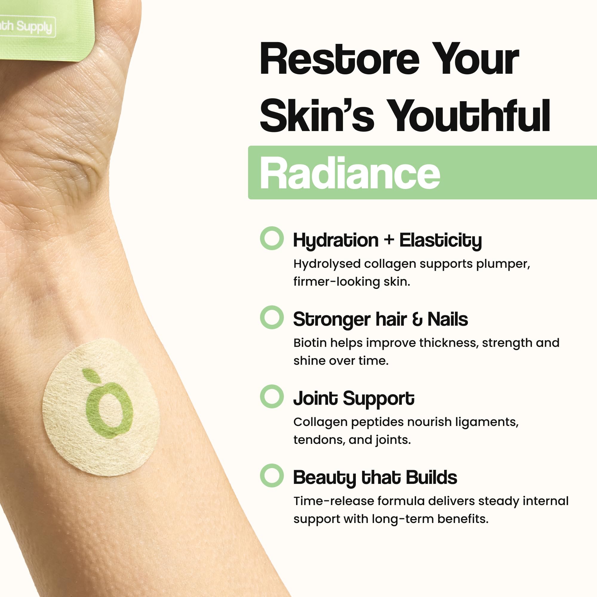 Graphic showing micronized collagen at 1000 daltons for absorption