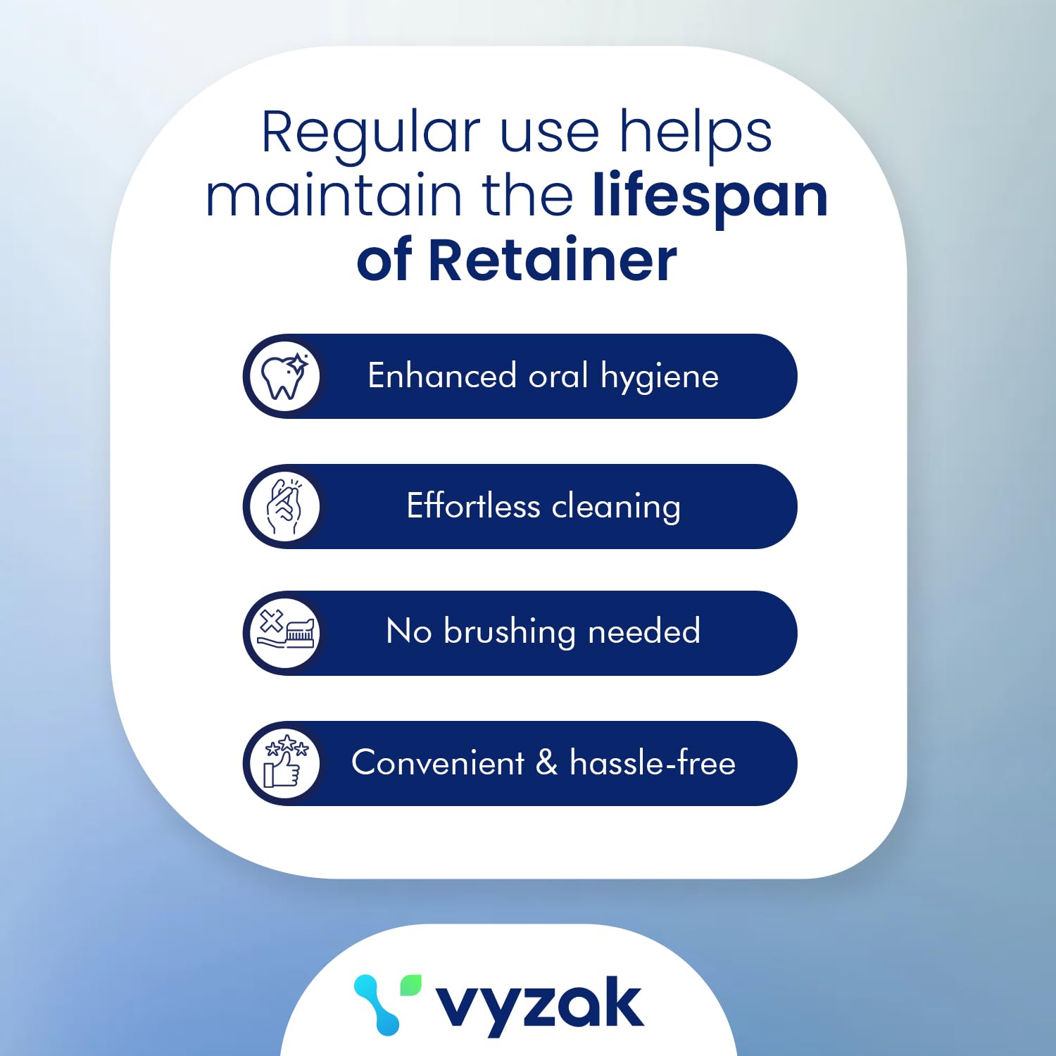 Vyzak tablets used with ultrasonic cleaning machine