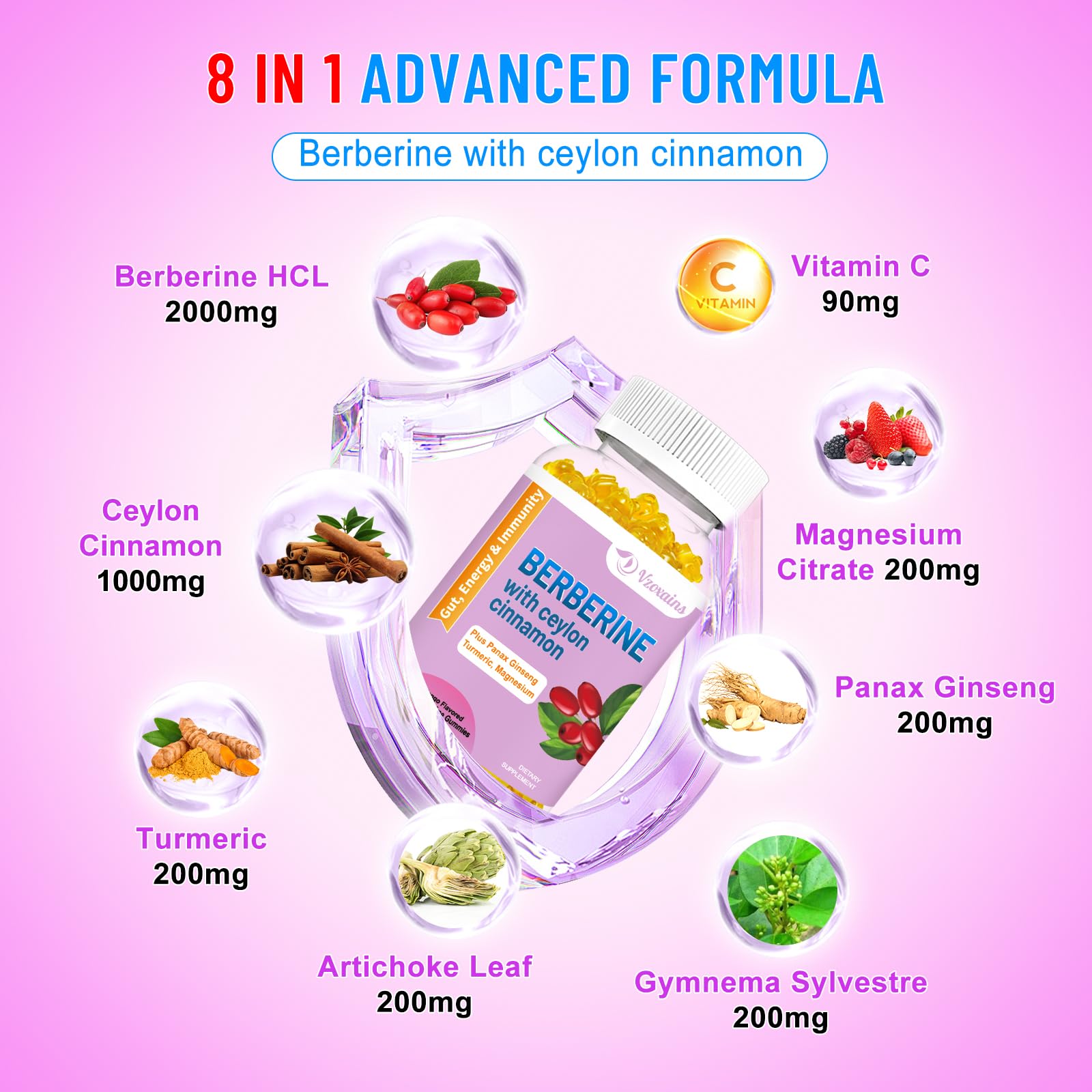 Berberine, Turmeric, and Cinnamon blend label image