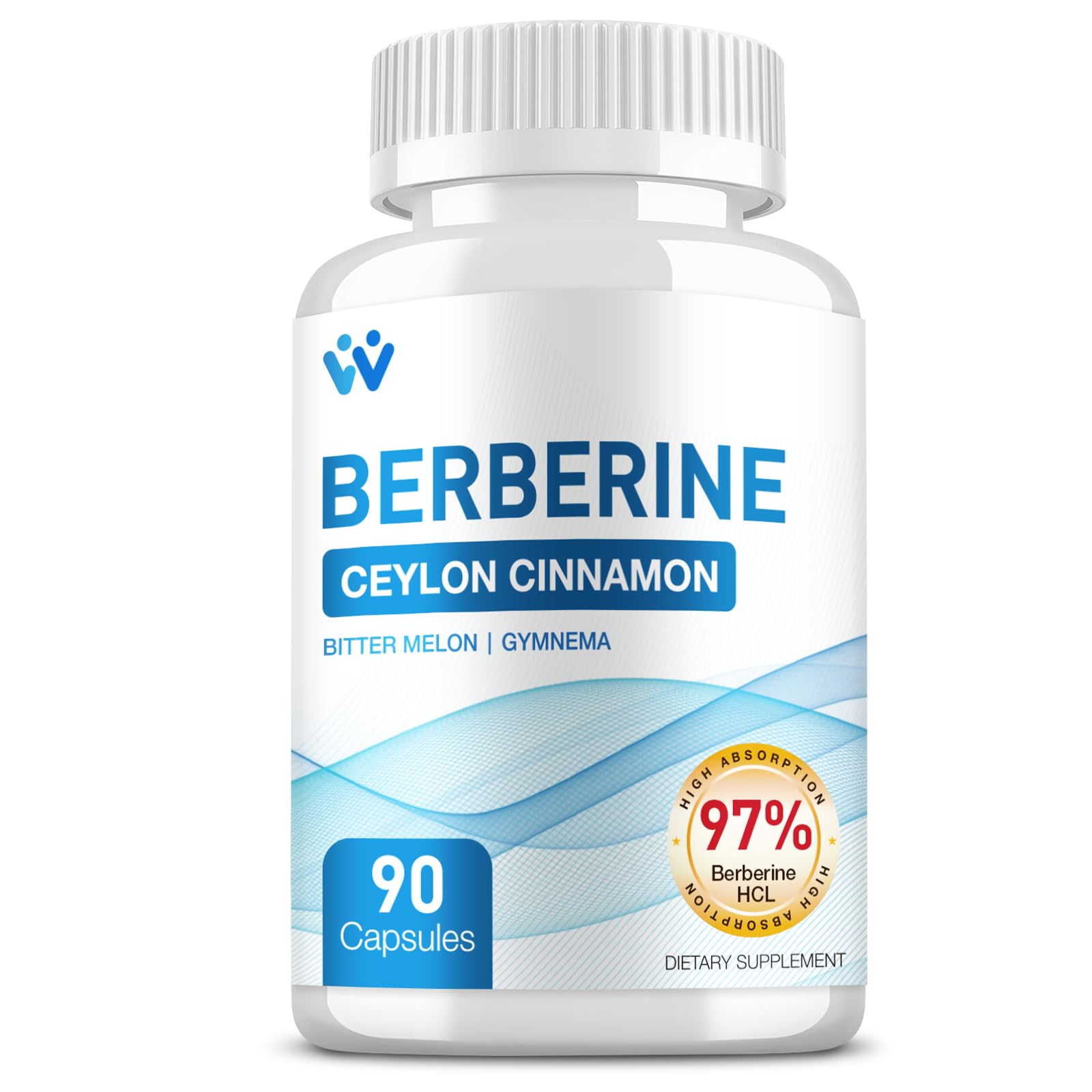WACHRAY Berberine with Ceylon Cinnamon bottle front view, 90 capsules
