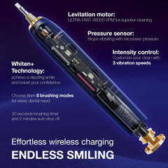 Side view showing modes and pressure sensor on WHITEN+ Edition in Royal Blue