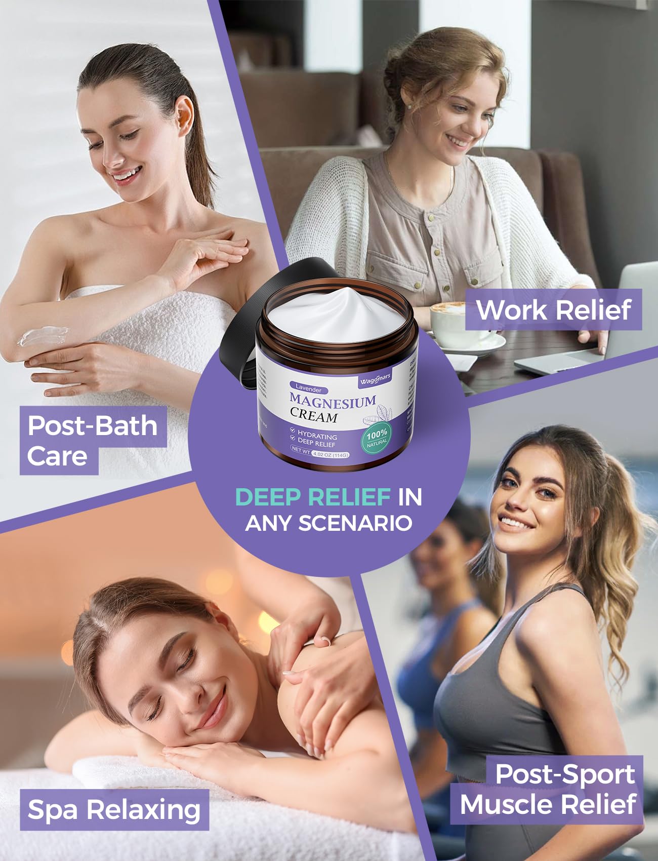 Magnesium cream for pain relief and muscle relaxation