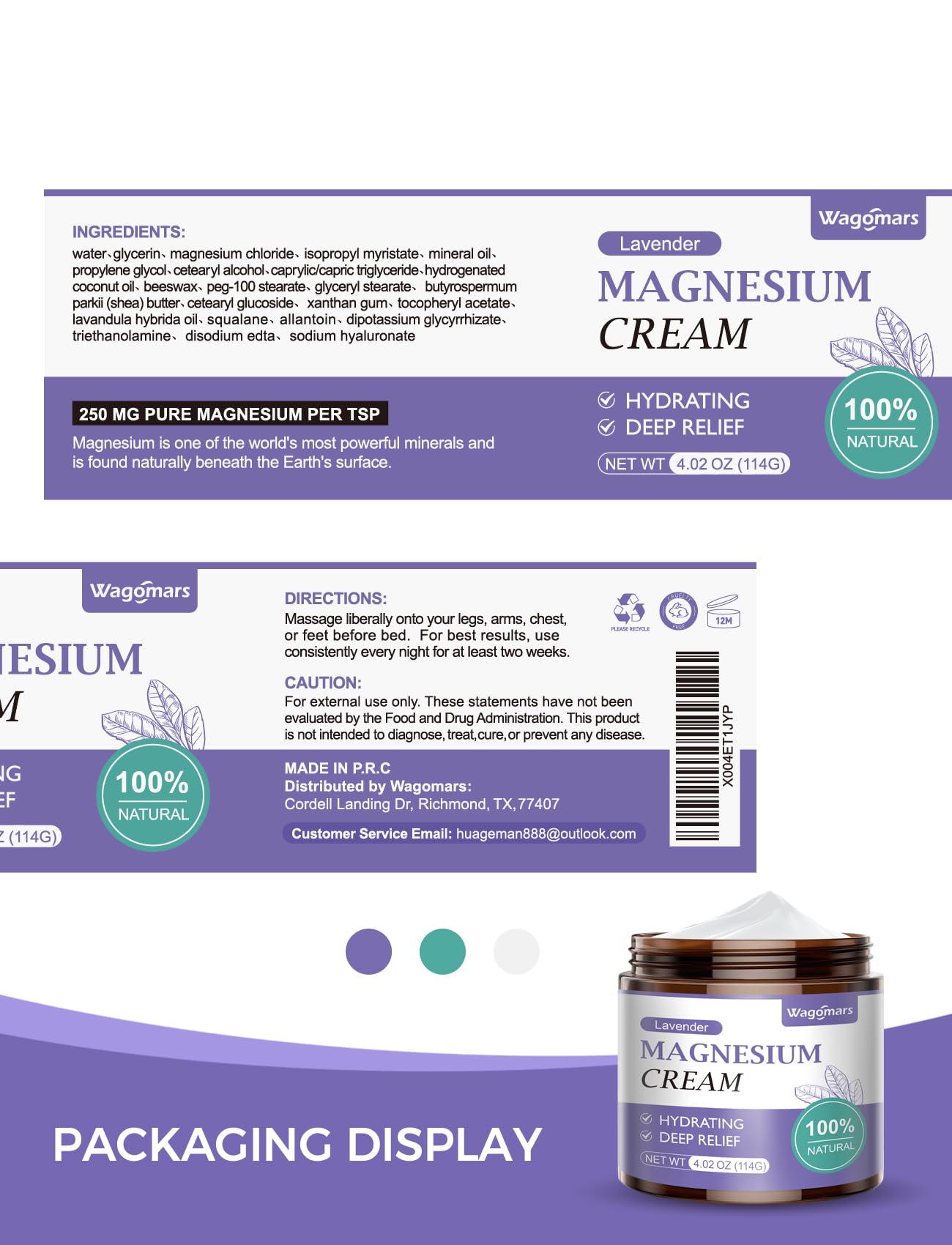 Packaging of Wagomars Magnesium Cream for Sleep