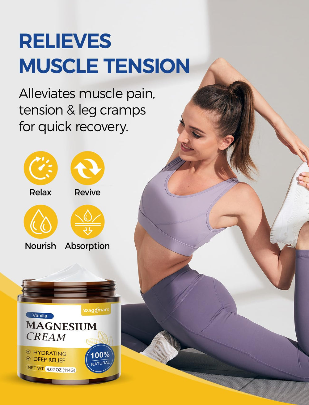 Vanilla scented Wagomars magnesium cream packaging label