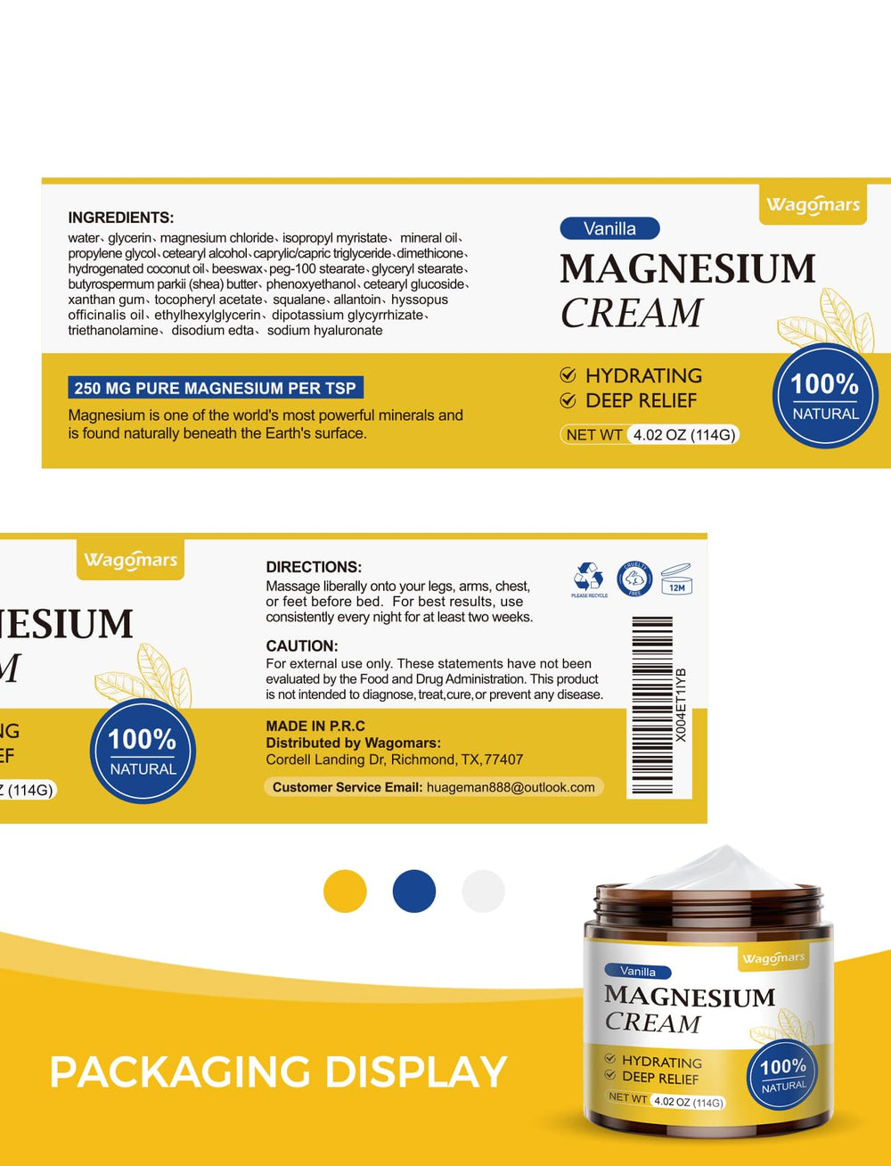 Hydrated skin after applying magnesium cream