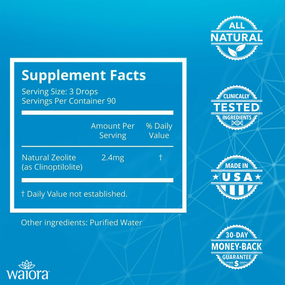 Waiora NCD Zeolite Drops bottle pictured for immune support