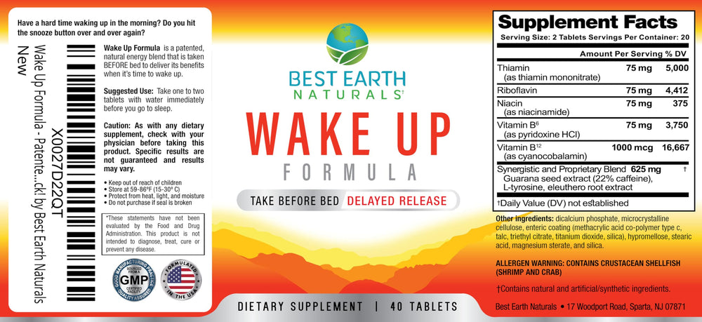 Wake Up Formula bottle with pills spilling for display