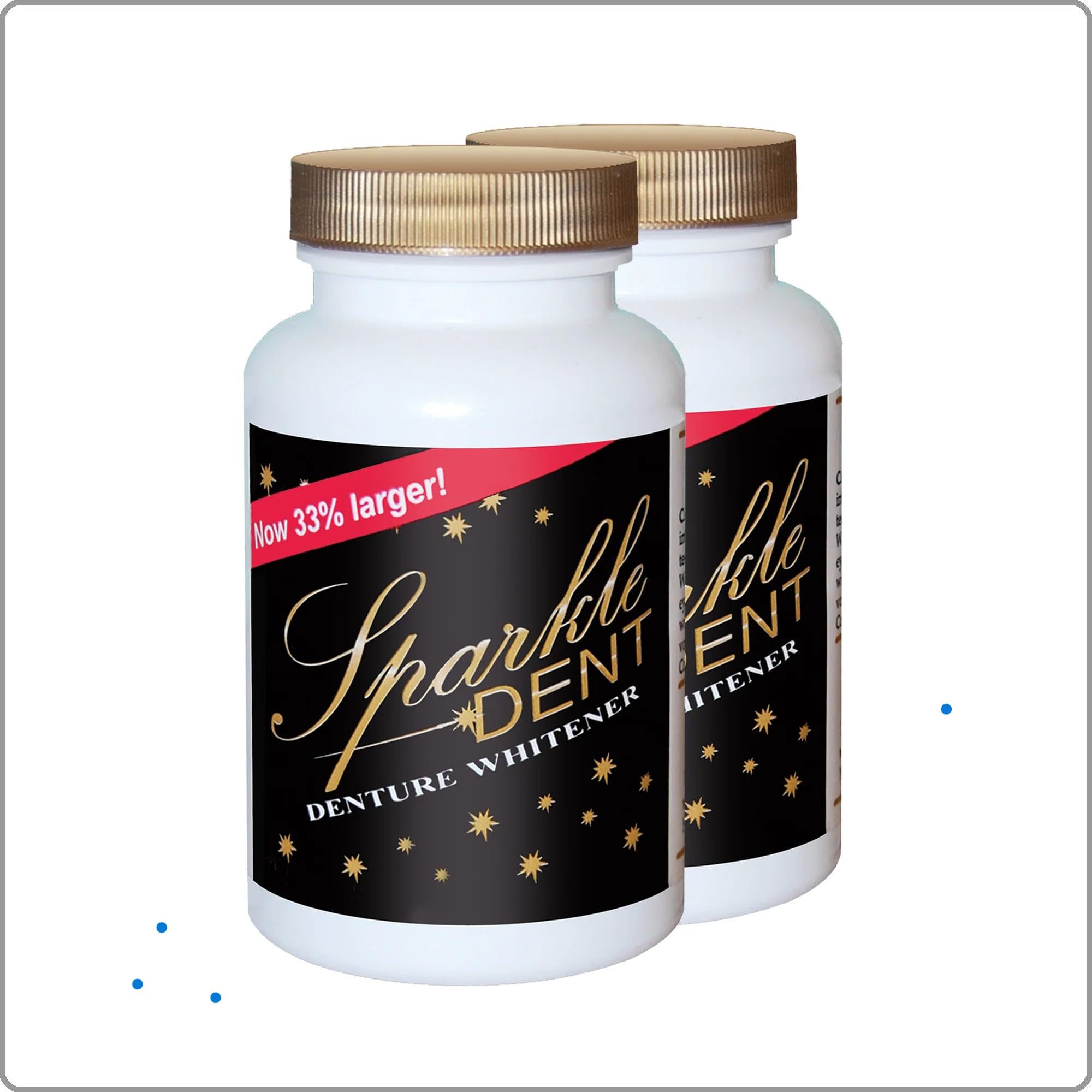 Two-pack Sparkle-Dent denture cleaner with soaking setup