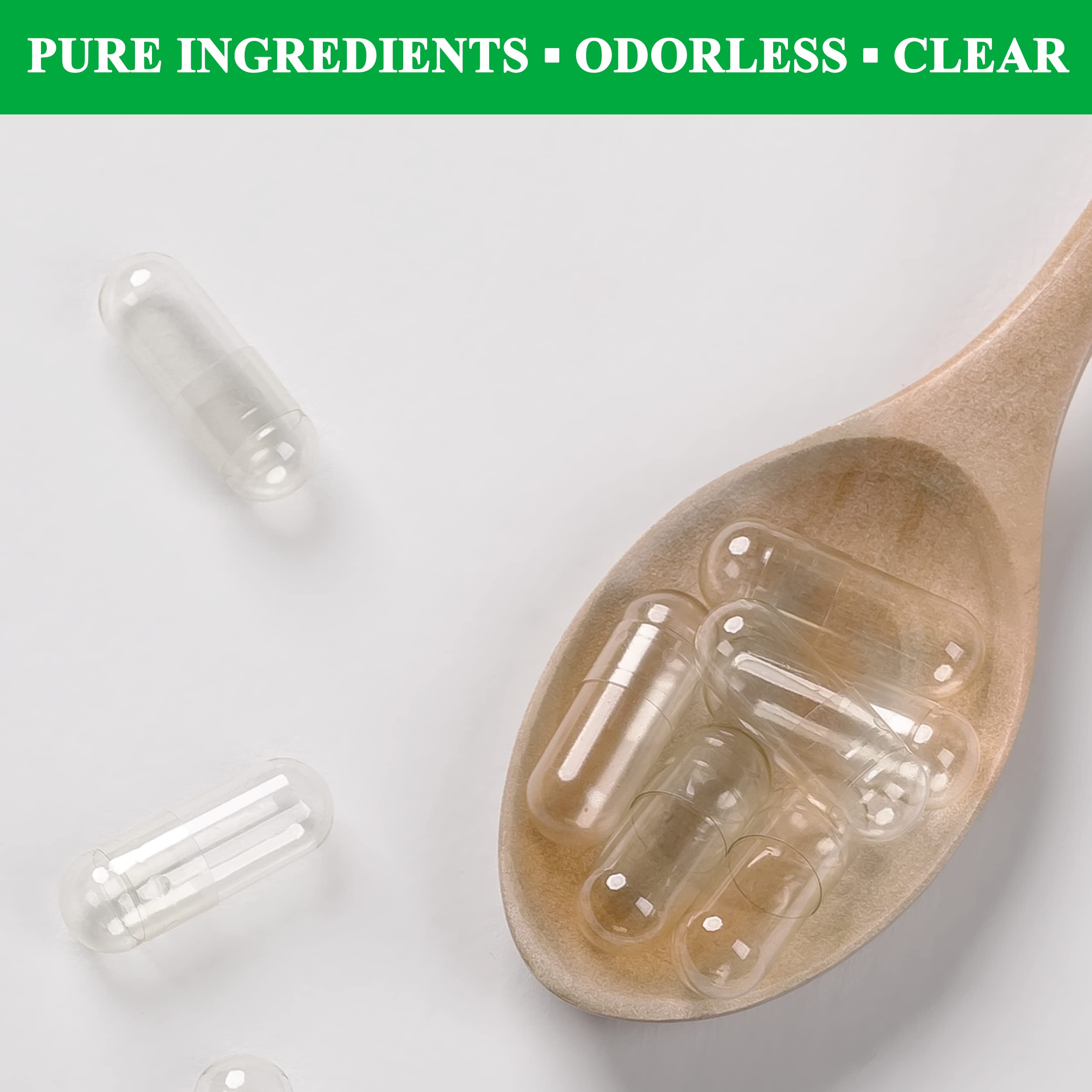 Clear fillable veggie capsules size 0 with micro lab spoon