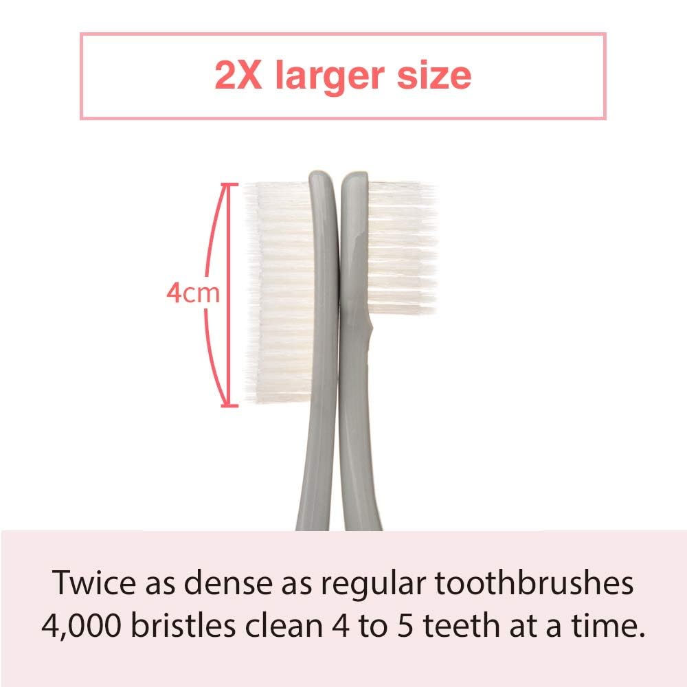 WANGTA toothbrush white with wide head - side view