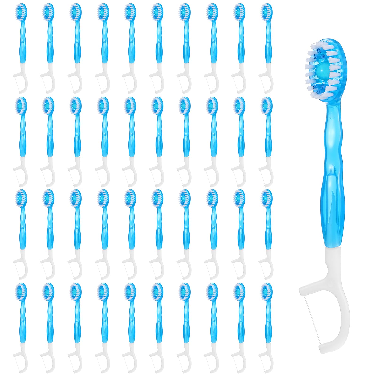 Wanmu blue mini travel toothbrushes - front view