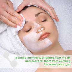 Nostril with nose plug filter inserted for dust protection